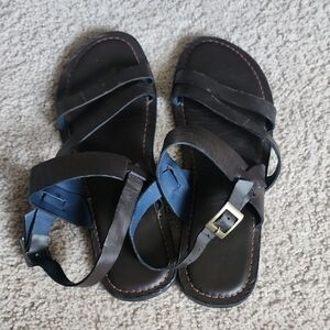 Brown and Blue Strappy Sandals